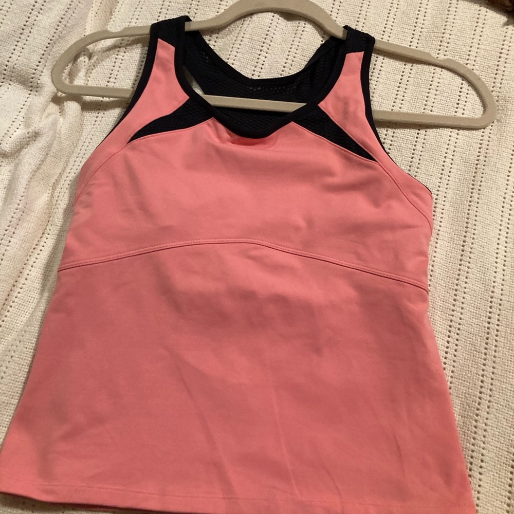 New Balance black and coral pink workout top